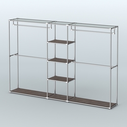 Торговая система ХРОМ без ДСП 3030 мм с полками ДСП и поручнями №4, Дуб Венге