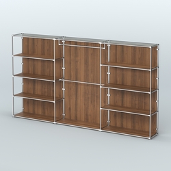 Торговая система ХРОМ (задняя стенка - ДСП) 3600 мм с полками ДСП и поручнями №1, Орех