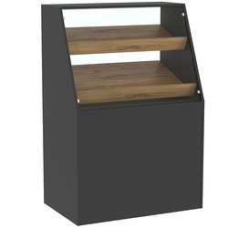 Торговый прилавок для выпечки с двумя наклонными полками серии BAKERY №1 , Черный + Дуб Канзас коричневый