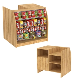 Торговый кассовый прилавок с фасадной экономпанелью для импульсных покупок Импульс №1-4-900, Дуб Золотистый