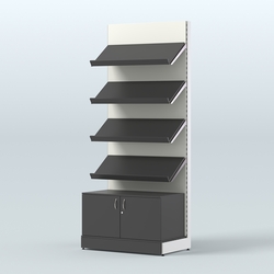 Стеллаж для хлеба и выпечки с четырьмя наклонными полками и накопителем Феникс №13Н, Черный и Белый