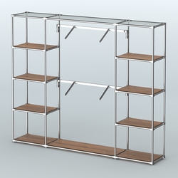 Торговая система ХРОМ без ДСП 2430 мм с полками ДСП и поручнями №7, Орех