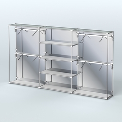 Торговая система ХРОМ (задняя стенка - зеркало) 3600 мм с полками ДСП и поручнями №5, Серый