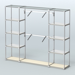 Торговая система ХРОМ без ДСП 2430 мм с зеркальными полками и поручнями №7, Крем Вайс