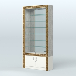 Витрина пристенная с декором №ВБА-32, Метрополитан Грей + Белый