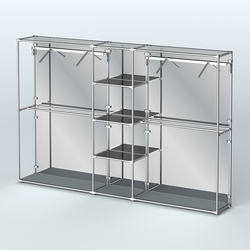 Торговая система ХРОМ (задняя стенка - зеркало) 3030 мм с тонированными полками и поручнями №12, Темно-Серый