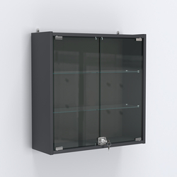 Витрина настенная №201-1А с прозрачными полками, Антрацит