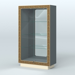 Низкая зеркальная витрина с декором НБА-7, Темно-серый и Крем Вайс U2601-U2236