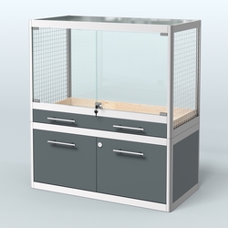 Витрина низкая для продажи средних млекопитающих в зоомагазин серии КУНЬИ-01, Темно-Серый