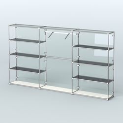 Торговая система ХРОМ (задняя стенка - стекло) 3600 мм с тонированными полками и поручнями №9, Белый