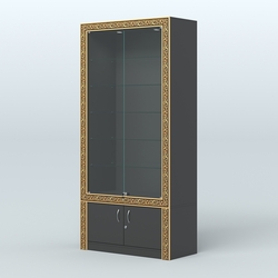 Витрина прямоугольная с декором №ВБА-501, Черный