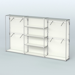 Торговая система ХРОМ (задняя стенка - ДСП) 3600 мм с полками ДСП и поручнями №5, Белый