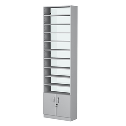 Стеллаж из ДСП с 9-ю полками 250x600 мм серии LEVEL-9 №4-1 (З/C - СТЕКЛО), Серый