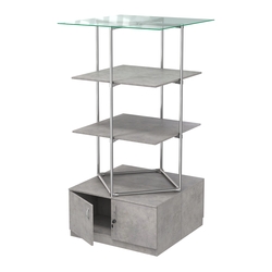 Торговые стенды Экспозиция с полками и тумбами №3 (с двумя полками ДСП 16мм), Бетон Чикаго светло-серый F186 ST9