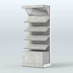 Стеллаж для хлеба и выпечки с четырьмя наклонными полками, накопителем и фризом Феникс №13ФН, Метрополитан Грей