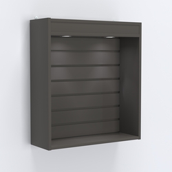 Витрина настенная №201-2В открытая с эконом панелью и подсветкой, Черный