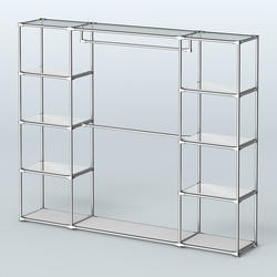 Торговая система ХРОМ без ДСП 2430 мм с зеркальными полками и поручнями №3, Серый