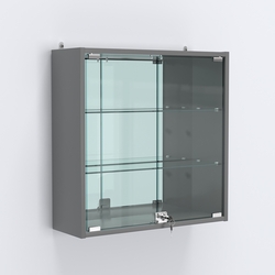 Витрина настенная №201-2А с зеркалом, Темно-Серый