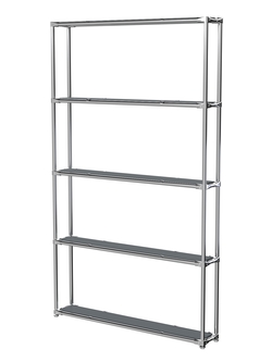 Торговый хромированный стеллаж с полками ДСП №2, Темно-Серый