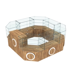 Торговый стеклянный островок с накладками серии КРУГ №2 (7,62 кв.м), Дуб Канзас коричневый