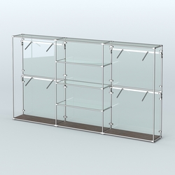 Торговая система ХРОМ (задняя стенка - стекло) 3600 мм с прозрачными полками и поручнями №5, Дуб Венге