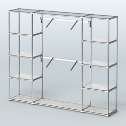 Торговая система ХРОМ без ДСП 2430 мм с зеркальными полками и поручнями №7, Метрополитан Грей