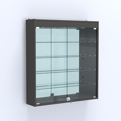 Витрина настенная №204-4А зеркальная с подсветкой, Черный