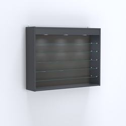 Витрина настенная №203-7Г открытая с пятью полками и фризом, Антрацит