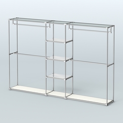 Торговая система ХРОМ без ДСП 3030 мм с зеркальными полками и поручнями №4, Белый