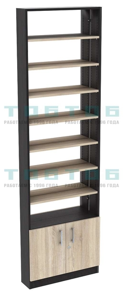 Стеллаж из ДСП с 7-ю полками 150x600 мм серии LEVEL-7 №2-2 (З/C - ЗЕРКАЛО), Черный
