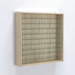 Витрина настенная №204-5Г открытая с девятью прозрачными полками, Дуб Сонома