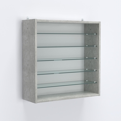 Витрина настенная №201-5Г открытая с пятью прозрачными полками, Метрополитан Грей