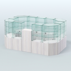 Стеклянный островок-павильон серии КОЛЬЦО прямоугольный №6, Ясень Анкор светлый