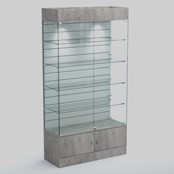 Витрина СЕТЬ №1-П с экономпанелью и полками, Бетон Чикаго светло-серый F186 ST9