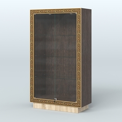 Низкая витрина с декором и верхней подсветкой НБА-5, Дуб Венге + Дуб Сонома