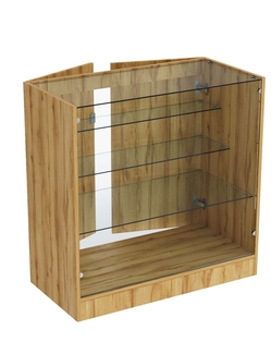 Прилавок из ДСП серии Тандем №4-900 с тремя полками и дверками, Дуб Золотистый