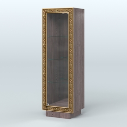 Низкая витрина с декором и тремя прозрачными полками НБА-3, Ясень Анкор темный