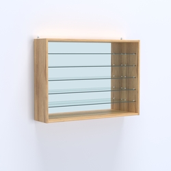 Витрина настенная №203-6Г открытая зеркальная с пятью полками из стекла, Дуб Золотистый