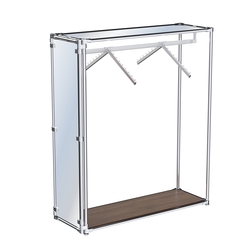 Хромированный стенд- в центр зала, торец-зеркало ZTD-12 №1-4 с полкой Зеркало 4 мм, Орех