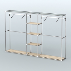 Торговая система ХРОМ без ДСП 3030 мм с полками ДСП и поручнями №12, Дуб Сонома