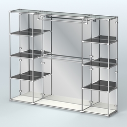 Торговая система ХРОМ (задняя стенка - зеркало) 2430 мм с тонированными полками и поручнями №3, Белый