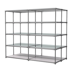 Хромированное вешало ПЛАТФОРМА №4-4 с зеркальными полками 4мм, Ясень Анкор светлый - U31104