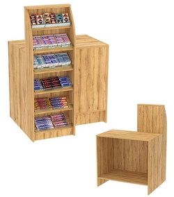 Торговый кассовый прилавок с высоким модулем для импульсных покупок Импульс №2-1-450, Дуб Золотистый