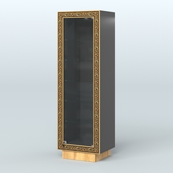 Низкая прямоугольная витрина с декором НБА-501, Черный и Дуб Золотистый 10-U1148