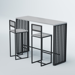 Комплект барный стол "Кофе-брейк" №6 и стулья, Серый