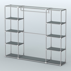 Торговая система ХРОМ без ДСП 2430 мм с полками ДСП и поручнями №3, Темно-Серый