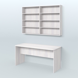 Распаковочный большой стол с антресолью для аптеки Р-05, Ясень Анкор светлый