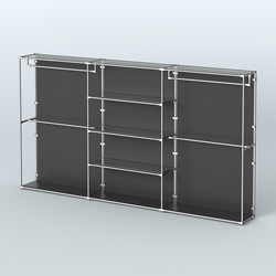 Торговая система ХРОМ (задняя стенка - ДСП) 3600 мм с зеркальными полками и поручнями №2, Черный