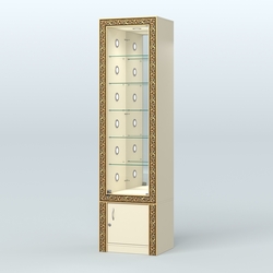 Витрина с декором и стеклянными полками №ВБА-504С, Крем Вайс