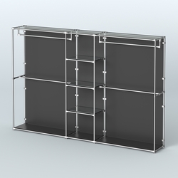 Торговая система ХРОМ (задняя стенка - ДСП) 3600 мм с зеркальными полками и поручнями №4, Черный